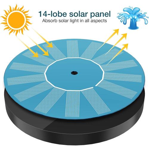 AISITIN Solar Bird Bath Fountain, Solar Fountain Pump for Bird Bath with 6 Nozzles, Solar Powered Water Pump for Garden, Ponds, Pool, Outdoor and Fish Tank, 1.5W-New, 2 Pack