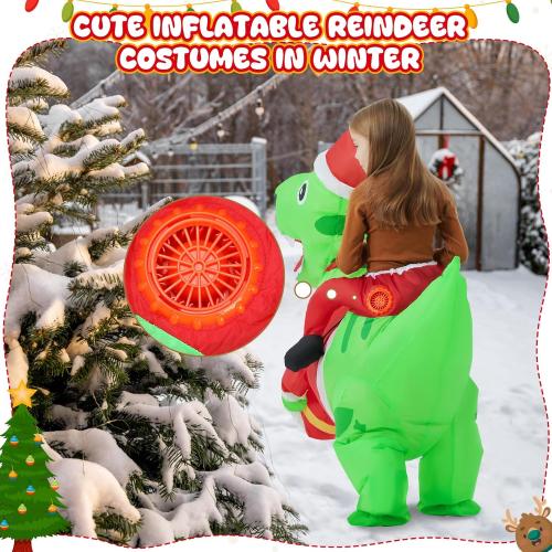Inflatable Costume Kids Christmas Blow up Costumes with LED Light Funny Riding on Costume for Party Cosplay