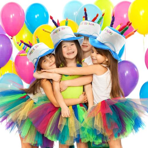 Novelty Place Blue Plush Happy Birthday Cake Hat - Unisex Adult Size Fancy Dress Party Hats - Perfect as Party Favors, Costume Accessories - Cake & 5 Multicolor Candles