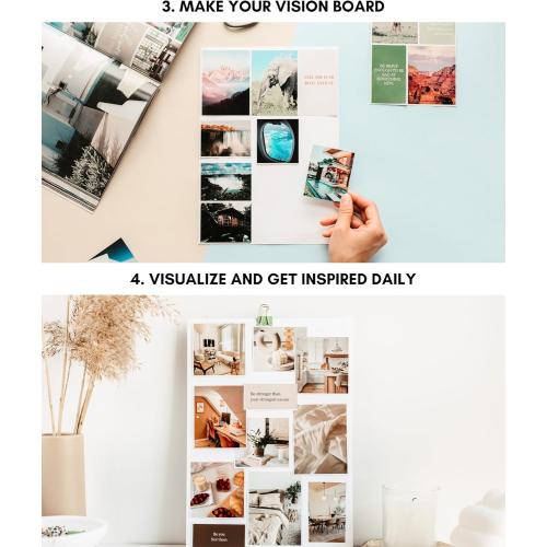 Lamare Vision Board Book - 1000  Aesthetic Vision Board Images & Motivational Quotes, Vision Board Supplies, Vision Board Kit, Collage Book for Manifestation, Self Care & Goal Setting