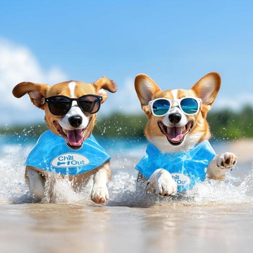 ALL FOR PAWS Dog Cooling Bandana, Cooling Bandanas for Large Dogs, Dog Cooling Neck Wrap, Cooling Scarf for Dogs, Blue Ice Dog Neck Cooler for Summer