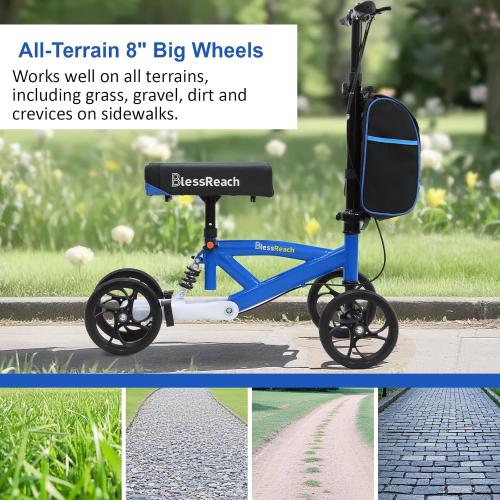 Economy Knee Scooter Steerable Knee Walker for Foot Injuries Compact Crutches with Dual Rear on-Wheel Brake and Shock Absorption Under The Knee pad