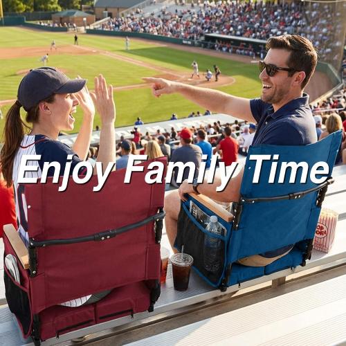 behairity Extra Wide Stadium Seats with Back Support, Bleacher Chairs with High Back and Cushion, Padded Portable Fording Bleacher Seat with Armrests, Cup Holder and Storage Pockets (Blue)