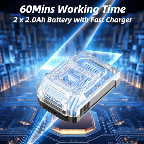 12-inch 20V Cordless String Trimmer with Charger, 2 X 2.0Ah Battery Powered with Auto Line Feed, Lawn Edger with 8 Pcs Grass Cutter Spool Line and 2 Spool Cap