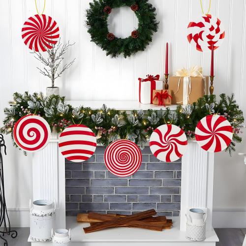 14 PCS Candy Cane Christmas Tree Decorations, 8 in Large Peppermint Lollipop Christmas Picks for Tree, Double Sided Red White Candy Ornaments for Tree Topper Home Vase Xmas Decor