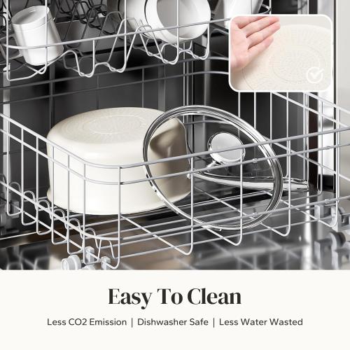 Redchef Ceramic Sauce Pan with Lid, 3.5QT Small Saucepan, Nonstick Cooking Pot with Stay-Cool Handle, Kitchen Non Toxic Soup Pot, PTFE & PFOA Free, Oven Dishwasher Safe, Compatible All Stovetops-Beige