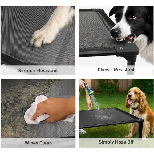 Sytopia 42'' Outdoor Elevated Dog Bed for Large Dogs, Chew-Proof Pet Camping Raised Cot with Breathable Mesh - Durable Frame, Cooling Hammock Bed, Non-Slip Feet, Waterproof, Easy Clean