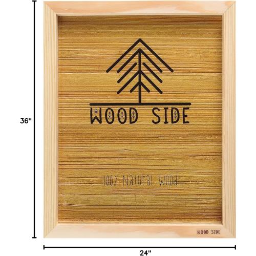 Wooden Poster Picture Frame 24x36-100% Natural Eco Unfinished Solid Pine Wood with Deep Borders for Wall Mounting Photo Frame