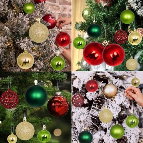 24ct Mini Christmas Balls Ornaments for Xmas Christmas Tree - Small Shatterproof Decor Hanging Ball for Holiday Wedding Party Decoration 1.18 Inch/30mm, Green