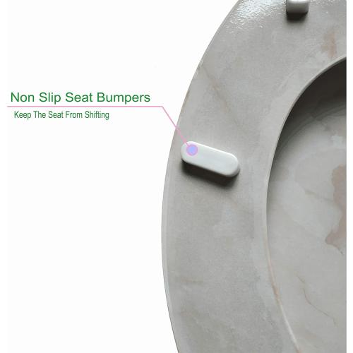 Dream Bath Heavy Duty Round Toilet Seat with non-slip seat and quick-attach easy install hardware, Marbleized Wood Beige( missing attachment mounting piece)