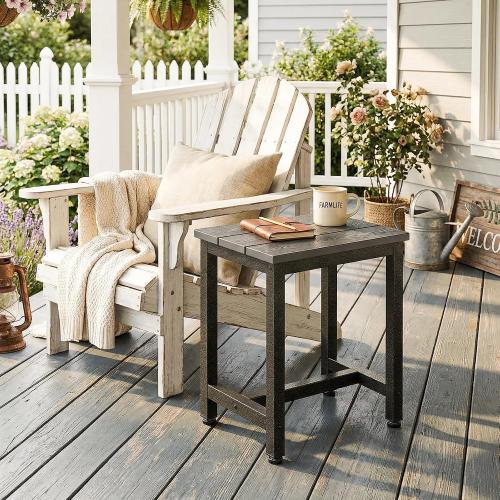 ODK Outdoor Side Tables Set of 2, Adirondack Patio End Table with Weather-Resistant Waterproof Top for Hot Tub Garden, Balcony, Poolside, 2PCS, Grey