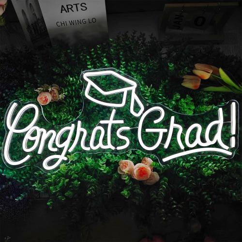 Congrats Grad Neon Sign 23.35x 9.92Inch Large Graduation Neon Sign for Backdrop Grad Led Sign Graduation Light Up Neon Light With Graduation Cap for Class Of 2026 Party College Gifts Celebrations