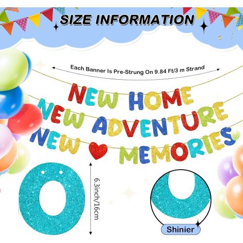Fulmoon Pre Strung New Home Adventure Memories Banner, Colorful