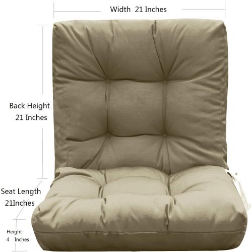 QILLOWAY Outdoor Chair Cushion for Patio Furniture, Waterproof Patio Cushions with Ties, Fade Resistant Replacement Pads for Outdoor Rocking Chairs,Beige