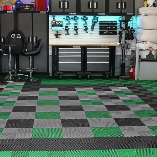 VEVOR Interlocking Drainage Mat, 12” x 12” Modular Interlocking Cushion, 24 Pcs Splicing Drainage Mats, Non-Slip Gray PP Drainage Floor Tile and Shower Mat, for Garage, Garden, Kitchen & Outdoor