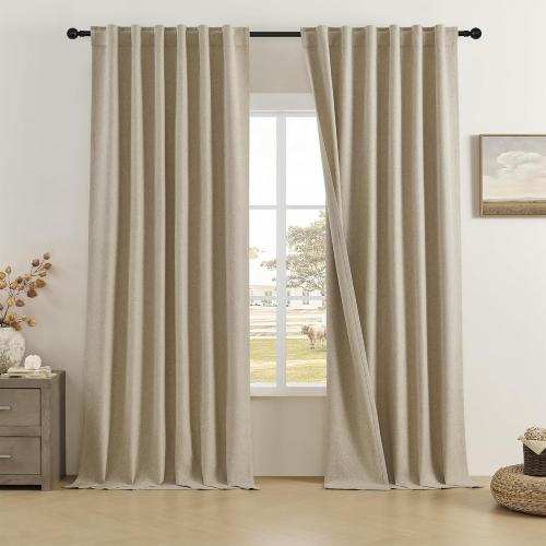 DUALIFE Room Darkening Panels/Curtains/Drapes for Bedroom Thermal Insulated Privacy Draperies,50 inches by 96 Inch,2 Panesl,Tan Taupe, W50 x L96