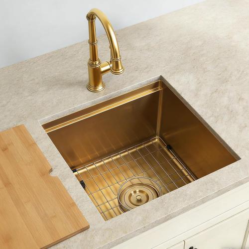 Gold Bar Sink Undermount,Small Bar & Prep Sinks,16 gauge Stainless Steel Bar Sink with Workstation for Wet Bar Area (18 X 18)