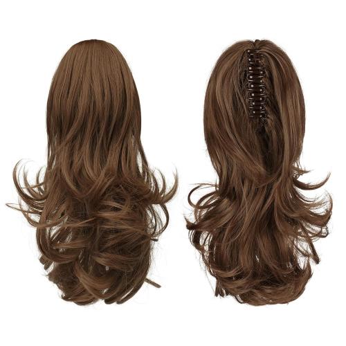 Sofeiyan 13 Ponytail Extension Long Curly Ponytail Clip in Claw Hair Extension Natural Looking Synthetic Hairpiece for Women, Light Auburn