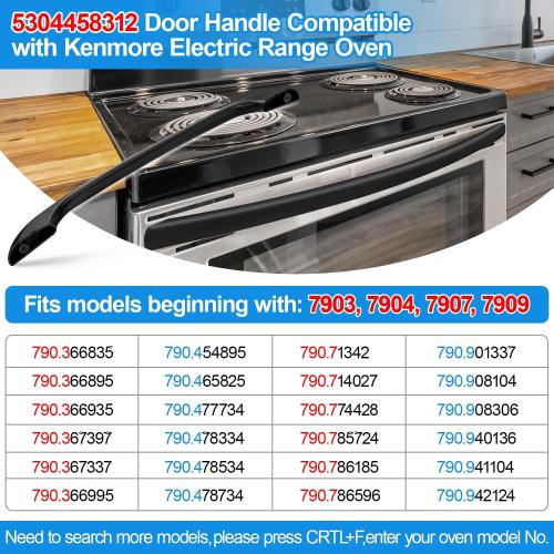Upgraded 5304458312 Oven Door Handle for Frigidaire Oven Handle Replacement | Oven Door Handle 5304458312 Kenmore Electric Frigidaire 30”Stove Handle Replacement,Black Oven Range Handles With Screws