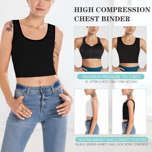 Size M...LODAY Women Transgender Tomboy FTM Elastic Chest Binder Bra Pullover Tank Top