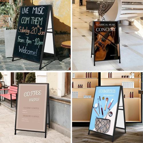 QKA A-Frame Sign Sidewalk Sign 24x36 Inch, Heavy Duty Double-Sided Slide-in Folding Outdoor Sandwich Boards, Suitable for Restaurants, Cafes, Outdoor Events（Frame Only）