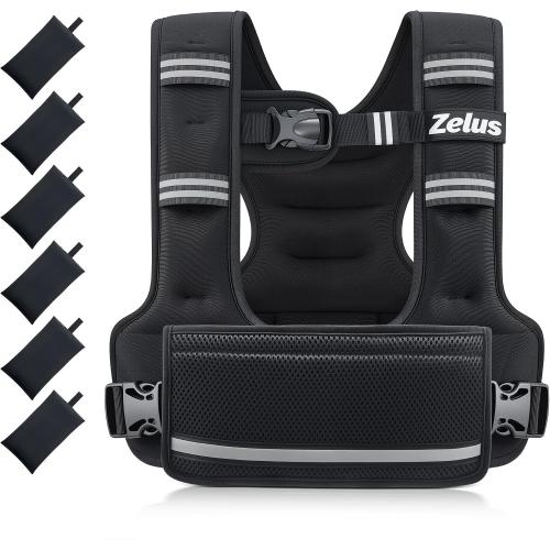 ZELUS Weighted Vest for Women Men, 4-10lb/11-20lb/20-32lb Curve-Fit Ergonomic Design Adjustable Workout Vest with 6 Iron Sand Bags, SGS-Certified Rucking Vest for Strength Training & Cardio Workouts