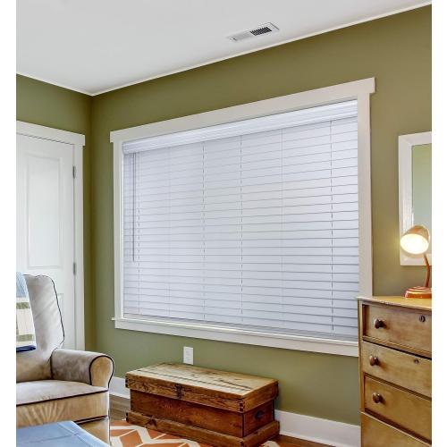 LOTUS & WINDOWARE 2 Faux Wood Blind, 59 W x 72 H, White Wood Grain Textured Finish