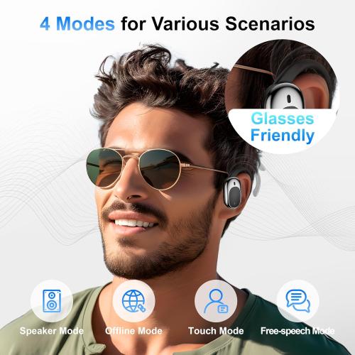 Black Real Time Translation Earbuds, AI Language Translator Earphone 3-in-1 Accents & Long Battery Life Translation Earbuds OWS 144 Languages & 8 Offline for Travel Business,Black