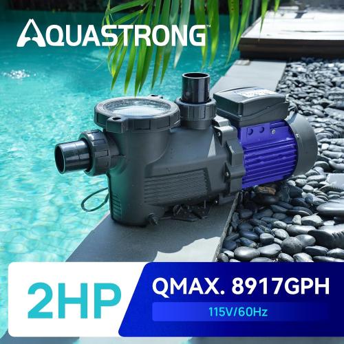 Aquastrong 2HP In/Above Ground Pool Pump with Timer, 115V, 8917GPH, High Flow, Powerful Self Primming Swimming Pool Pumps with Filter ‼️used‼️