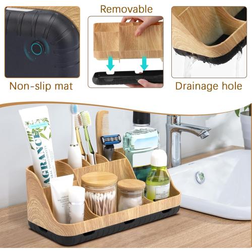 GFWARE Bathroom Organizers and Storage - Detachable 7 Slots Kids Electric Toothbrush and Toothpaste Holde Drainage for Bathroom Accessories Organization Counter Vanity Storage