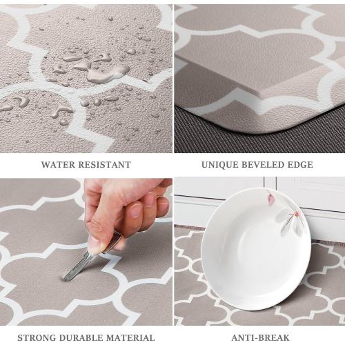 WISELIFE Kitchen Runner Rugs Anti-Fatigue mats,,Non Slip Waterproof Ergonomic Comfort Mat for Kitchen, Floor Home, Office, Sink, Laundry,Khaki