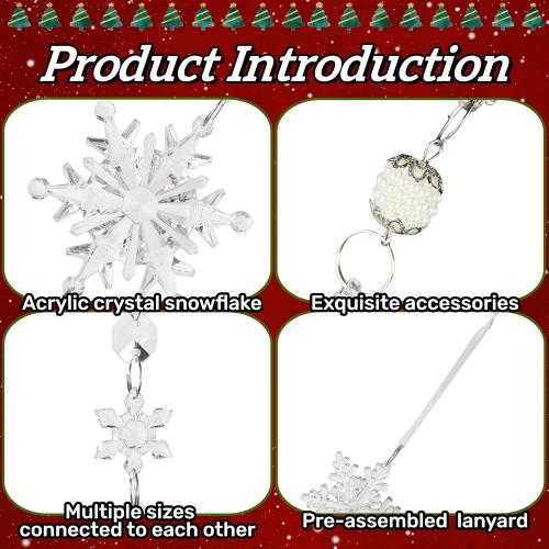 Christmas Tree Decorations Crystal Ornaments - 20Pcs Sparkling Christmas Ornaments Set Hanging Icicle Snowflake Ornaments for Xmas Tree Winter Wonderland Decorations Holiday Home Decor, Pre-Strung