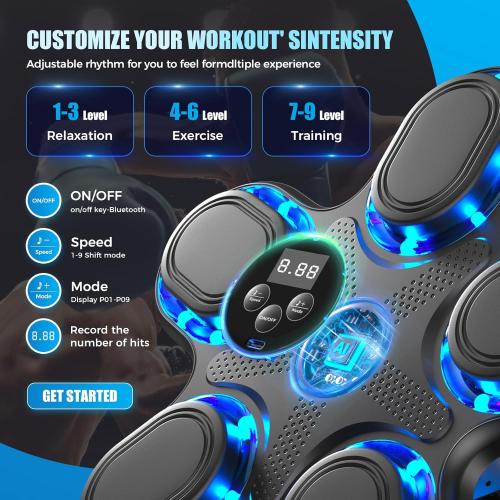 2026 Upgraded Music Boxing Machine - Smart Bluetooth Wall-Mounted Fitness Gear with Punch Counter, Adjustable Speed, Premium Gloves Included - Home/Office Workout & Stress Relief Companion