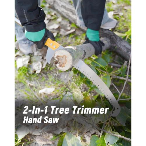 14.5FT Pole Saw with Adjustable Length for Tree Trimming, Lightweight Manual Pruning Saw with Mn Steel Blade, Long Extension Branch Cutter Pole Pruner for Yard, Garden, Patio & Forestry Use