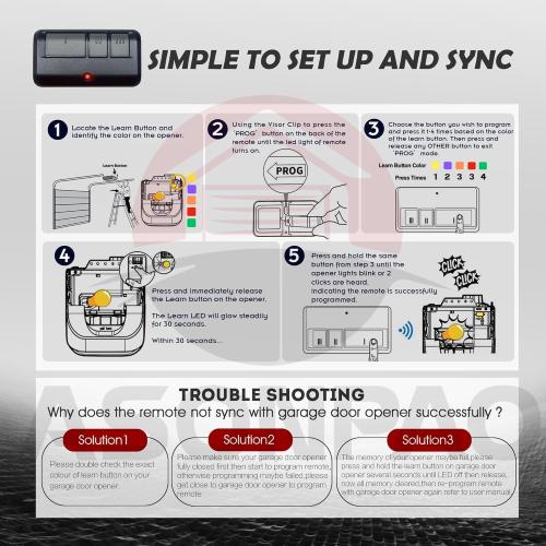 2 for 953EV-P2 953ESTD Universal Chamberlain LiftMaster Sears Craftsman Garage Door Opener Remote, 3-Year-Warranty