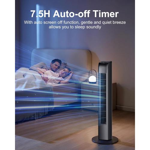 (NO REMOTE) Oscillating Tower Fan with Remote, Electric Standing Tower Fan Floor Fan for Bedroom Indoor Office and Home Use,Quiet Cooling Portable Bladeless Tower Fans, 30 inchs, Black Tower Fan