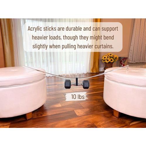 46 inch (4 Pack) All Clear Acrylic Curtain Pull Wand - 2 inches shy of 48 inch - Clear Curtain Wand - Invisible Drapery Wand - Drapery Pull Rod (46 Inch)