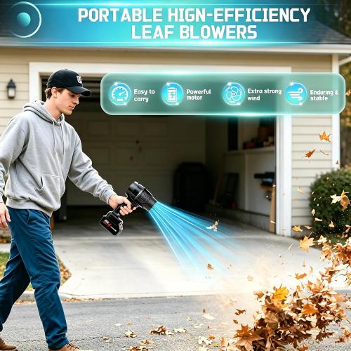 COLOR GREEN ❗❗Handheld Leaf Blower Cordless 990,000 RPM with 2 x 4.0Ah Battery | Lawn Care, Yard Cleaning, Car Blowing, Stepless Speed, Copper-core DC Motor, with Storage Case, with Gloves, Electric Blower