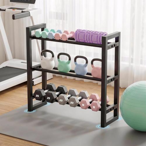 Dumbbell Rack 3 Tier Weight Rack for Home Gym 31 IN Length Adjustable Dumbbell Stand 450 lb Capacity Storage Stand Weight Storage Gym Organizer