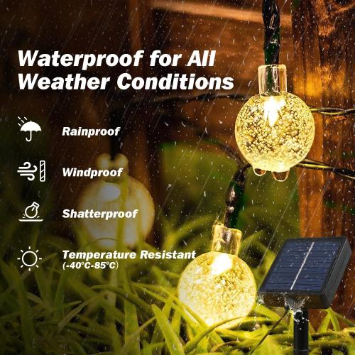 USOKYO Solar Lights Outdoor Waterproof, 2 Pack Total 120LED 72FT Solar String Lights for Outside with 8 Modes, Outdoor String Lights Crystal Globe Patio Lights for Garden Yard Party Decor (Warm White)