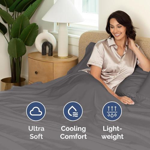 King Size Flat Sheet - Hotel Quality Top Flat Bed Sheet Only - Ultra-Soft, Breathable & Cooling - Fade & Wrinkle Free - Easy-Care, Stain & Shrink Resistant Bedding - Easy-Fit & Oeko-Tex - Dark Grey