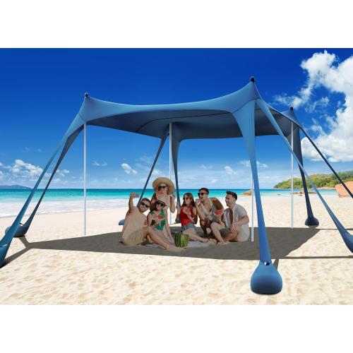 Osoeri Beach Tent, Camping Sun Shelter UPF50  with 8 Sandbags, Sand Shovels, Ground Pegs & Stability Poles, Outdoor Shade Beach Canopy for Camping Trips, Fishing, Backyard Fun or Picnics