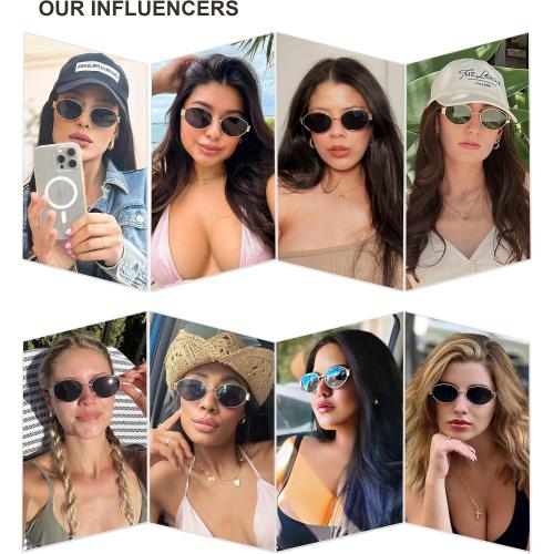 SOJOS Retro Oval Sunglasses for Women Trendy Classic Shades UV400 Protection 2 pack