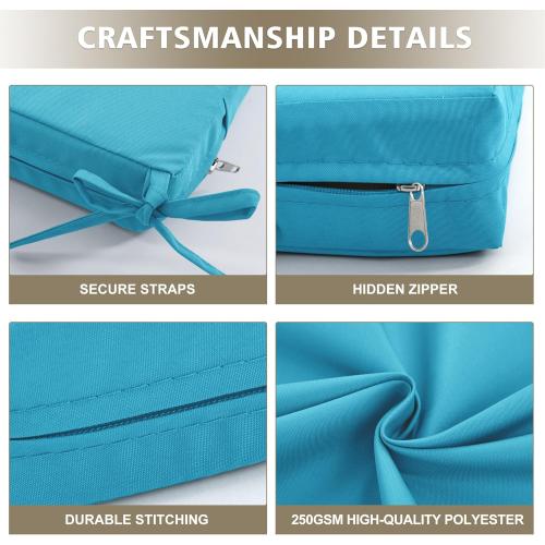 22x22 Teal 2 Pack Outdoor Cushions for Patio Furniture, Waterproof Outdoor Chair Cushion w/Fade-Resistant, Removable & Machine-Washable Cover, 22x22 Inch, Deep Seat Sofa/Couch Pad Replacement – Set of 2, Teal