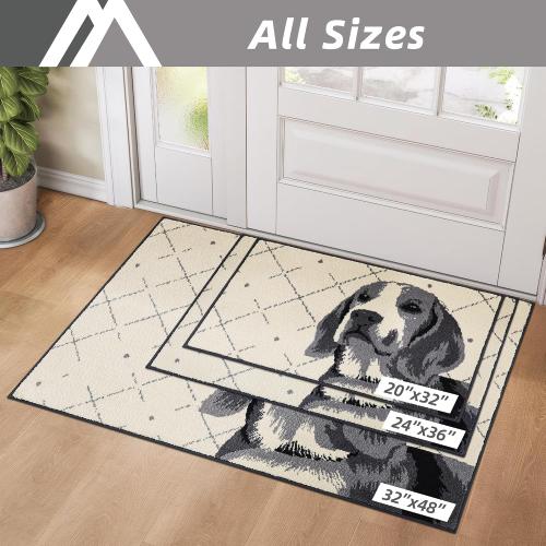 COSY HOMEER Dog Door Mat 32x48 Dirt Trapper Entryway Rugs Absorbent Funny Welcome Mat Washable Non Slip Entry Rugs,Grey