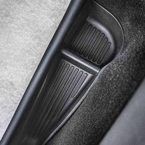 4 Pcs Door Side Storage Box Organizer Trays for New Tesla Model Y Juniper Accessories 2025 2026 Front & Rear TPE Door Pocket Liner Protector with Anti-Slip Design