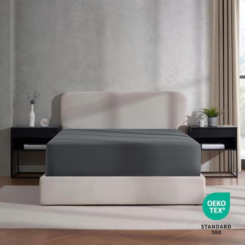 Nestl Grey Extra Deep Pocket Fitted Sheet Queen, Hotel Luxury Queen Fitted Sheet Only Easily Fits 18 to 24 Inch Mattress, Super Soft, Wrinkle-Free, and Breathable Bottom Sheets with Corner Straps