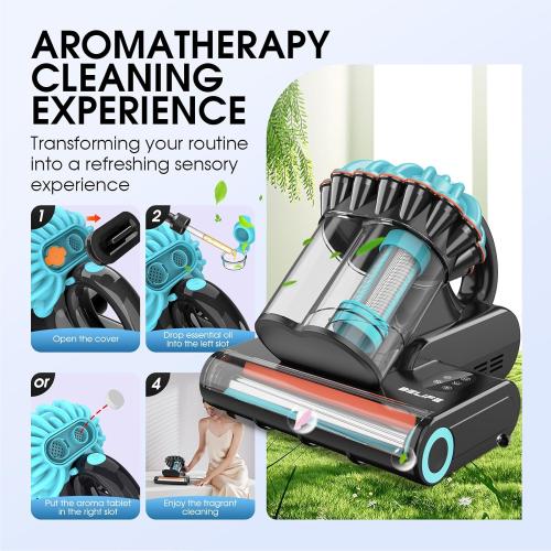 Belife M8 Mattress Vacuum Cleaner, Anti-allergen Bed Vacuum Cleaner with UV & Hot Air & High Heating, 550W 18Kpa Powerful Suction Double-Cup Handheld Vacuum for Bed, Couch, Sofa, Corded (Blue)