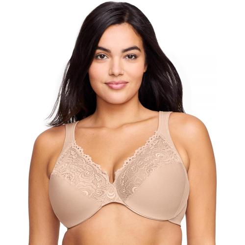Glamorise Women's Plus Size Low Cut Wonderwire Lace Bra Underwire #1240