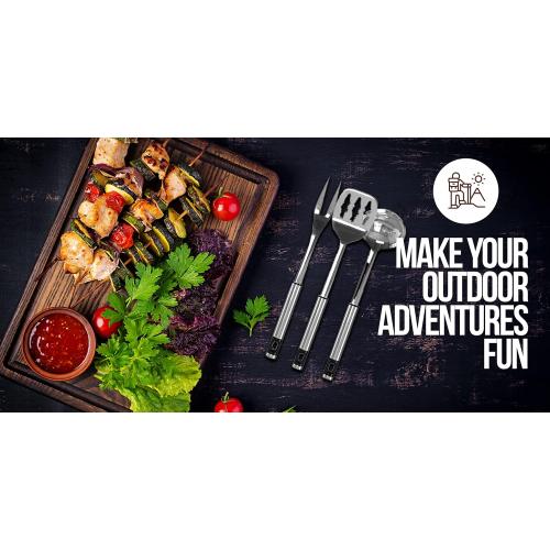Camp Cooking Utensils | 11 Piece Camping Kitchen | RV Cookware Kit | Travel Grill Set | BBQ Accessories & Essentials for Camper